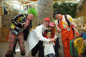 clowns with children at the Inn
