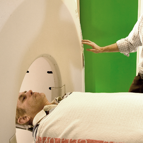 person in MRI machine