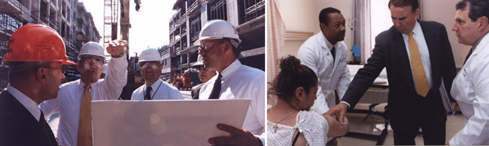 two images on HHS secretary Thompson touring the Clinical Center