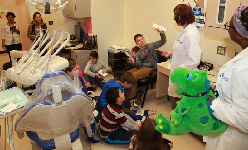 In the Dental Clinic, children learn the importance of taking care of their teeth