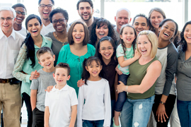a large group of people smiling