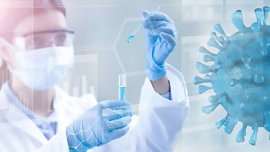 A doctor holding a test tube