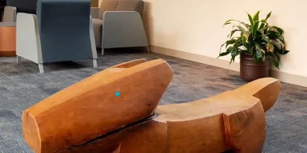 Big Red Dog - Wooden Sculture