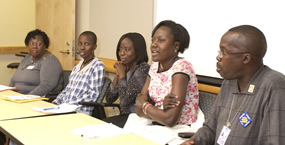Panel members are (left to right) Pauline Davis, Bowie, Clara Nsenkyire, Jennifer Nsenkyire, and Alexander Gibson.