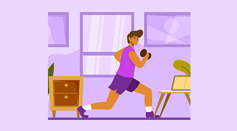 cartoon illustration of a man exercising