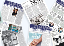 An assortment of CC News covers, from the inaugural launch of the publication to 2020.