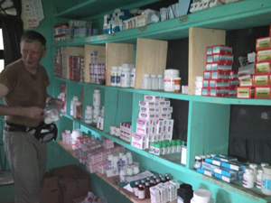 Frank Nice in a Haitian pharmacy