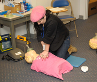 NIAAA's Julie Usala practices CPR