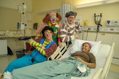 clowns visit a patient