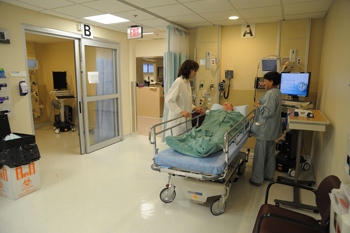 DASS chief and a PACU nurse demonstrate patient care in a new space