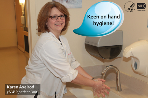 screen saver promoting hand hygiene in the NIH Clinical Center