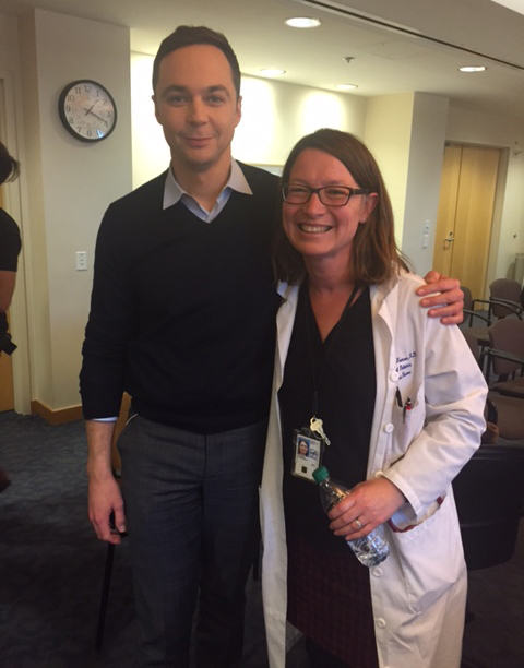 Jim Parsons poses for a photo with Dr. Alexandra Freeman
