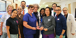 Members of the Intensive Care Unit holding the 2017 Excellence Award