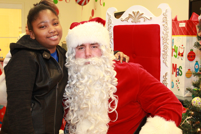 Santa visited children in the Playroom of the Clinical Center in December