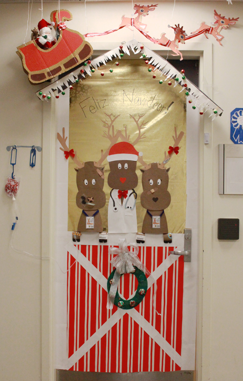 Decorated door with Reindeer