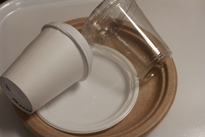 The NIH Clinical Center Nutrition Department's new biodegradable cups and plates