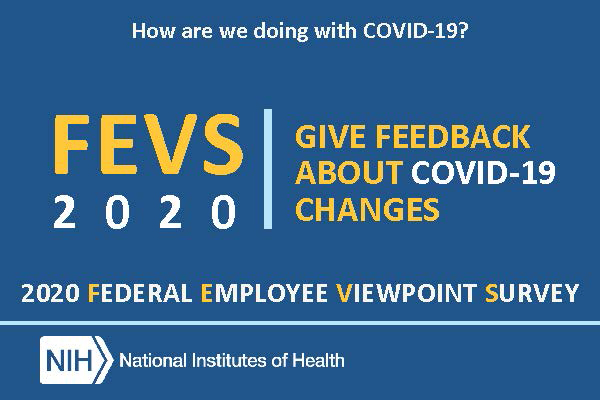 How are we doing with COVID-19? FEVS 2020. Give Feedback about COVID-19 Changes. 2020 Federal Employee Viewpoint Survey. NIH