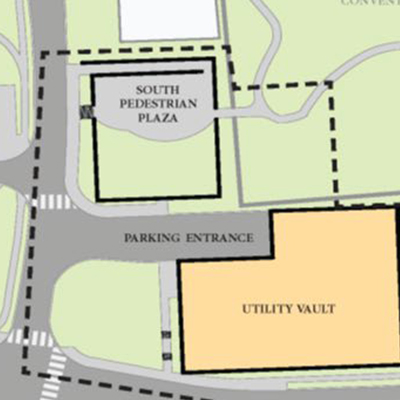 Schematic site plan of the utility vault and new parking garage