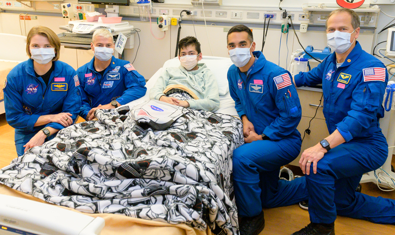 NASA astronauts visit patient