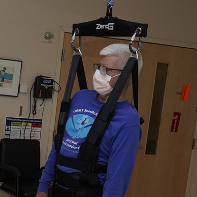 The ZeroG Gait and Balance System is a body weight support system that allows patients and therapists to safely practice balance and gait activities during therapy