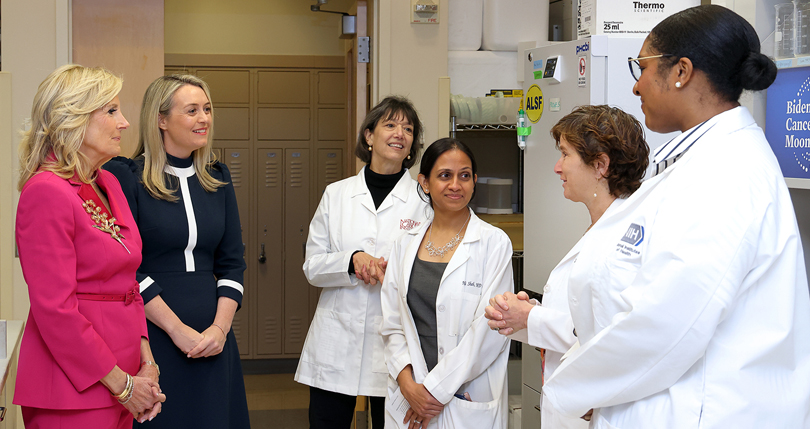 The US First Lady visits cancer researchers at the Clinical Center