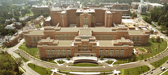 aerial view of the NIH Clinical Center