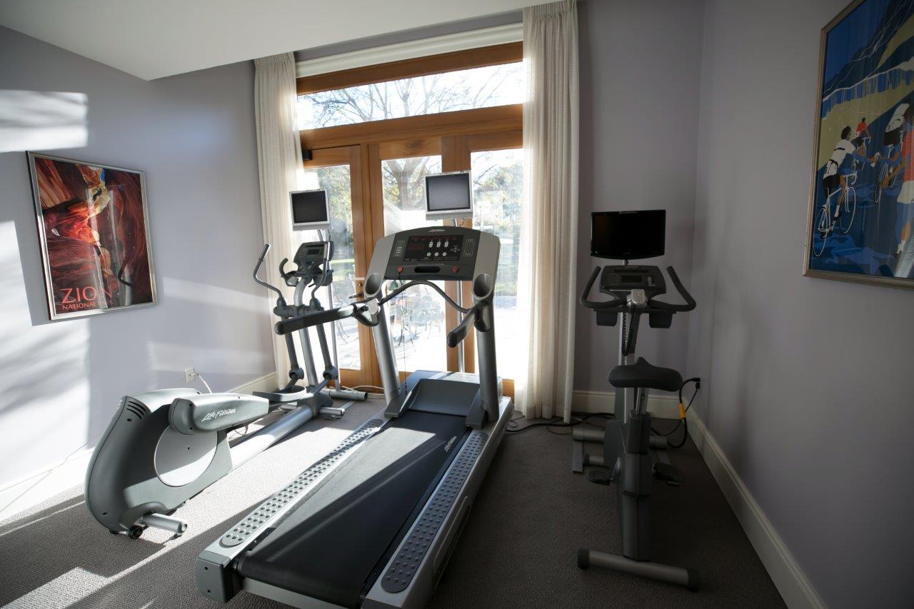 An exercise room is one feature of the Safra Family Lodge.