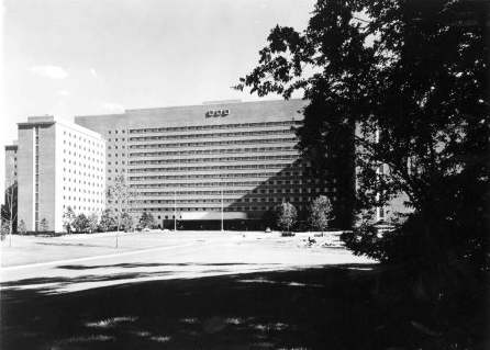 south side of the NIH Clinical Center in the 1960s