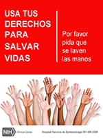 Clinical Center Hand Hygiene Campaign Patient flyer in Spanish