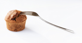 a fork in a muffin