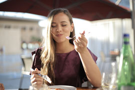 a woman eating